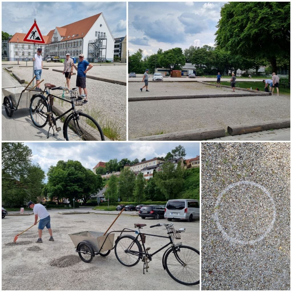 Boule Platz auf der Ludwig Thoma Wiese in Dachau Bayern Deutschland